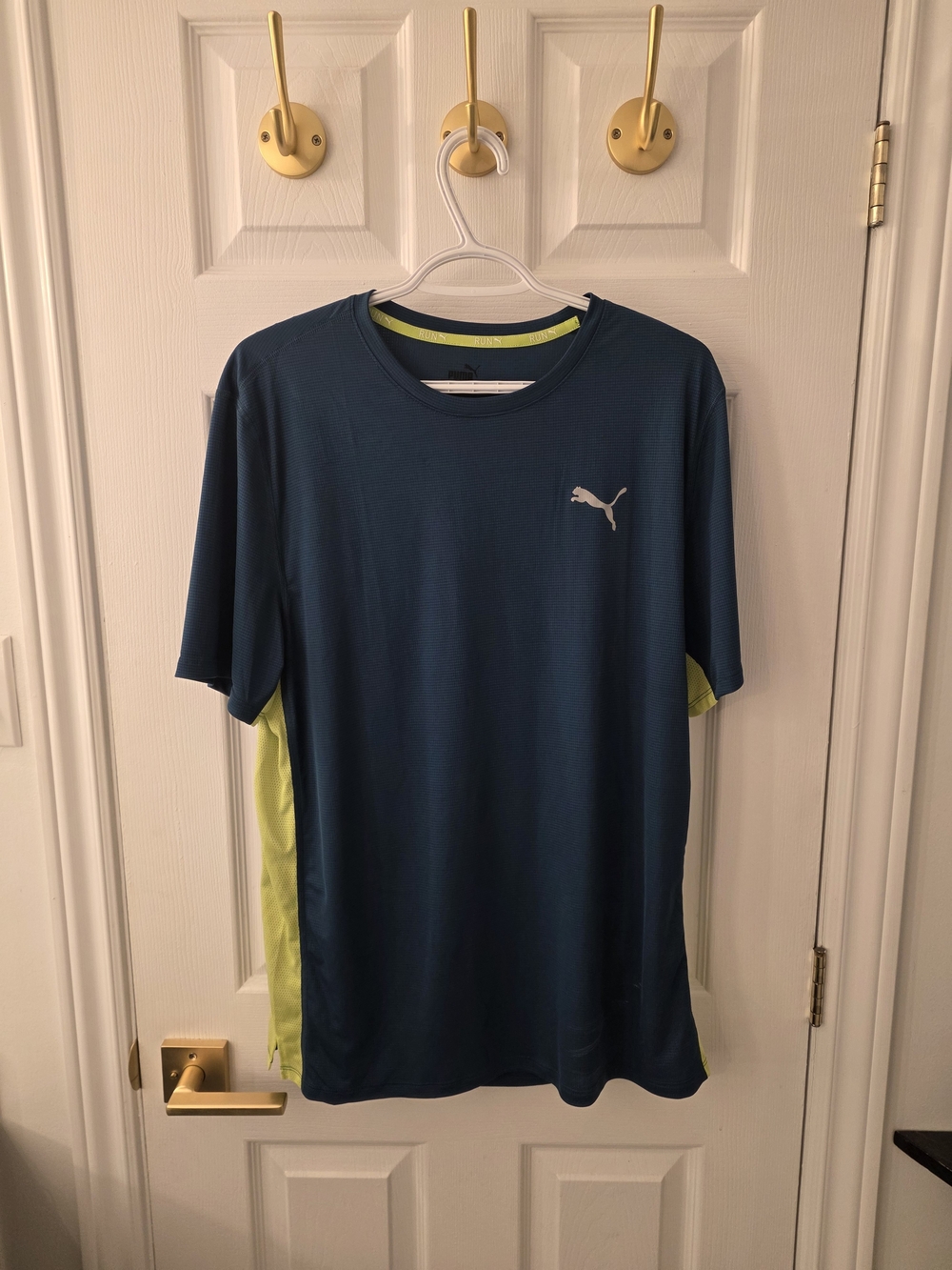 Puma Men’s Blue Performance Tee with Lime Accents